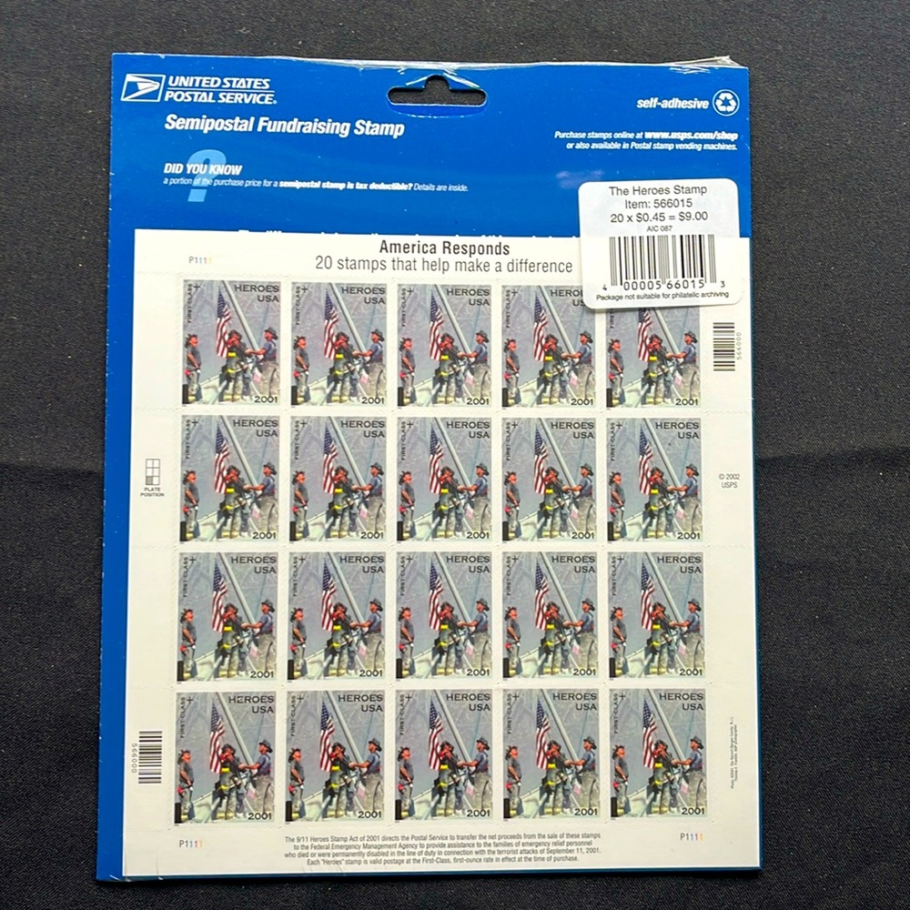 HEROES USA 2001 FUNDRAISING STAMP